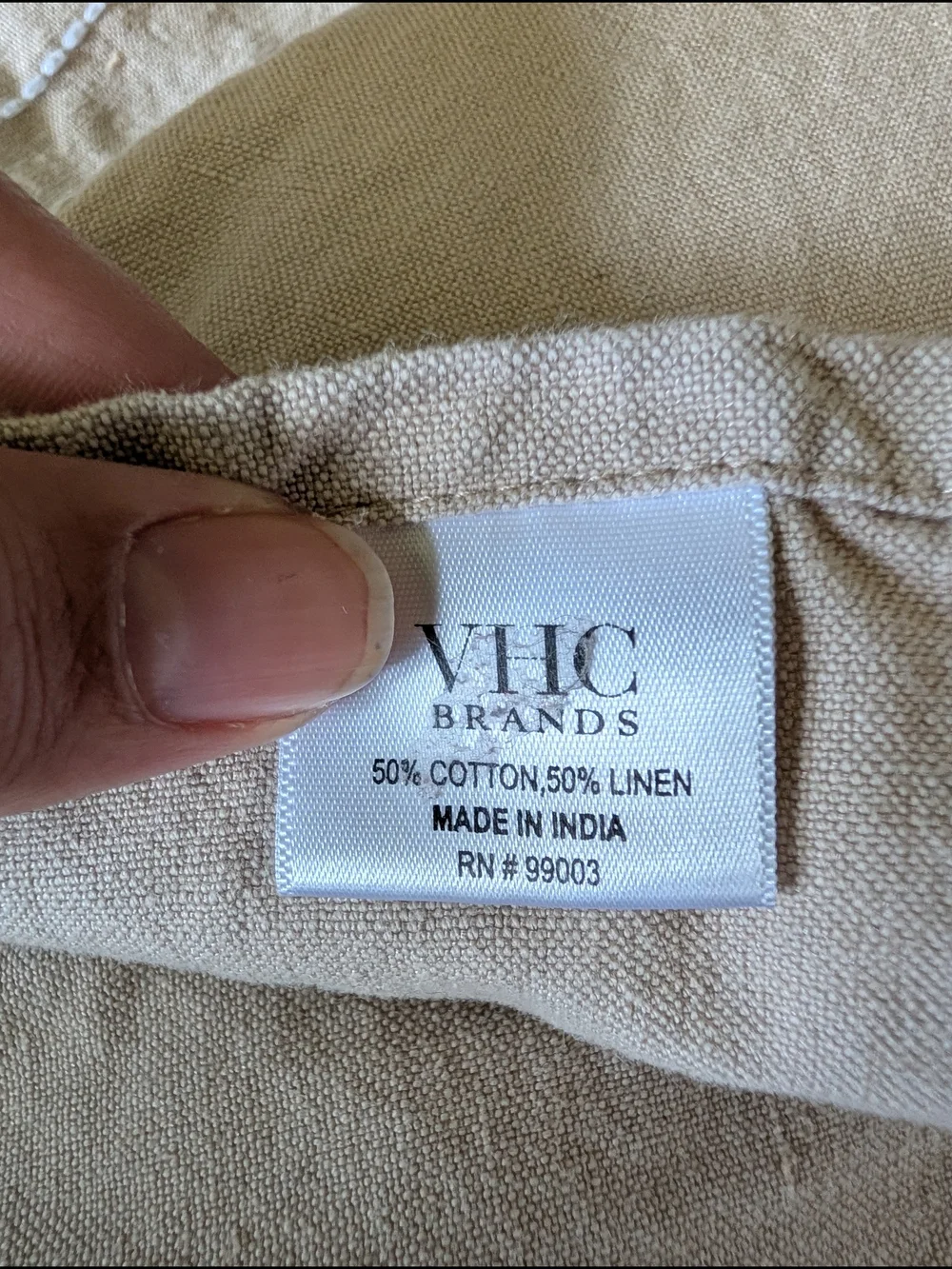 Neutral Linen Table Runner with White Pintuck Stitching